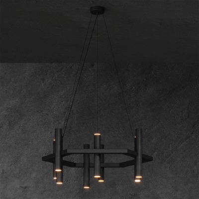 1304 - Stelvio Pendant lamp 6 angled - 9 tubes - 12 lights 