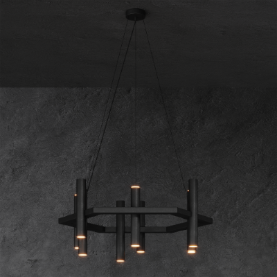 1304 - Stelvio Pendant lamp 6 angled - 9 tubes - 12 lights 