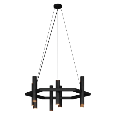 1304 - Stelvio Pendant lamp 6 angled - 9 tubes - 12 lights 