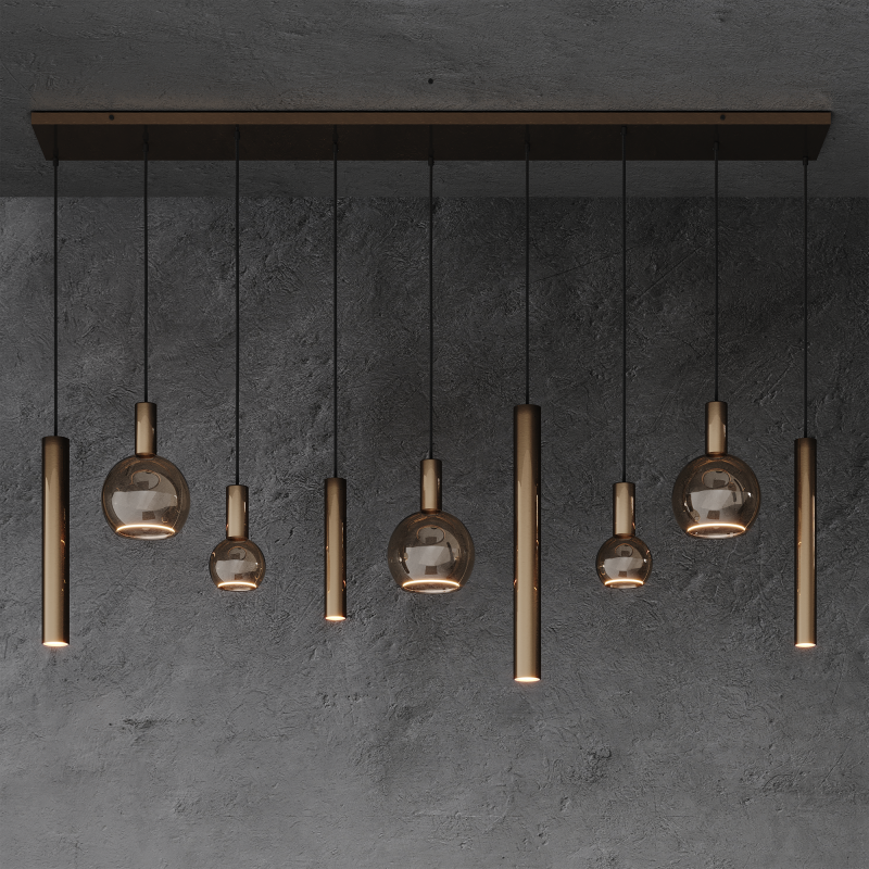 4320 - Riva hanging lamp straight 170cm - 9 lights 
