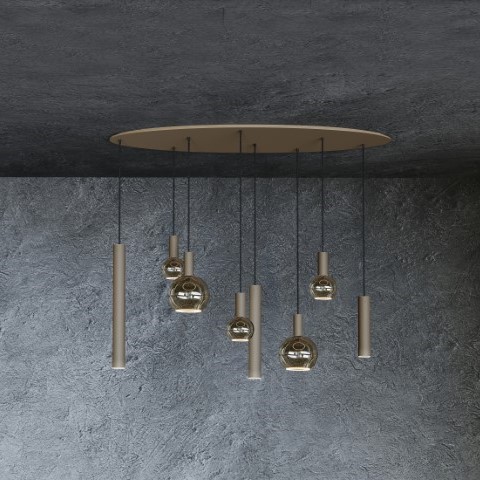 4390 - Riva hanging lamp oval 140cm - 8 lights 