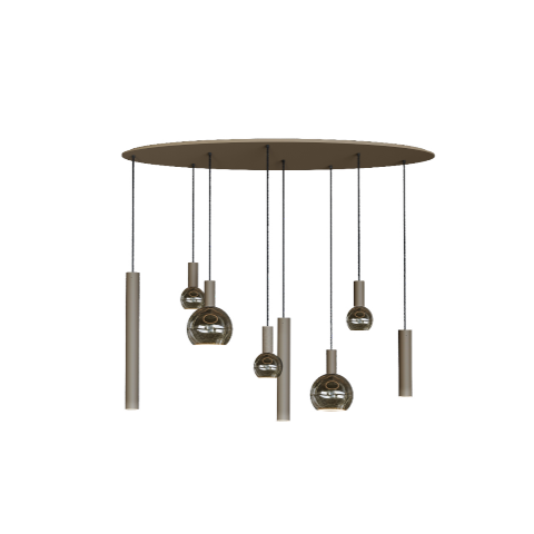 4390 - Riva hanging lamp oval 140cm - 8 lights 