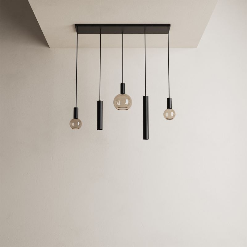 4302 - Riva hanging lamp straight 100cm - 5 lights 
