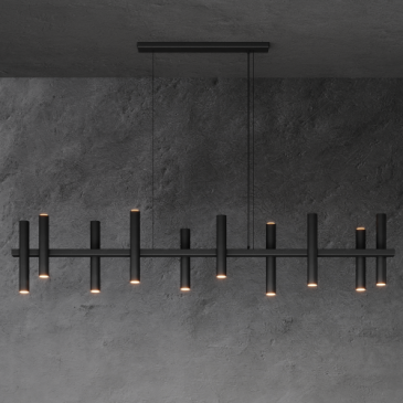 1302 - Stelvio hanging lamp 190cm - 10 tubes - 14 lights 