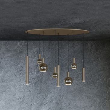 4390 - Riva hanging lamp oval 140cm - 8 lights 